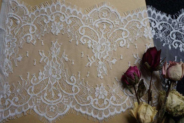 New Chantilly Lace Trim In Black White Floral Embroidered Eyelash For Home Decor Bridal Sash Wedding Dress | Дом и сад