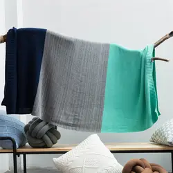 Современные Краткая сращивания красочные трикотажные одеяла на кровать и диван 100% хлопок прямоугольник одеяла для взрослых теплые одеяла