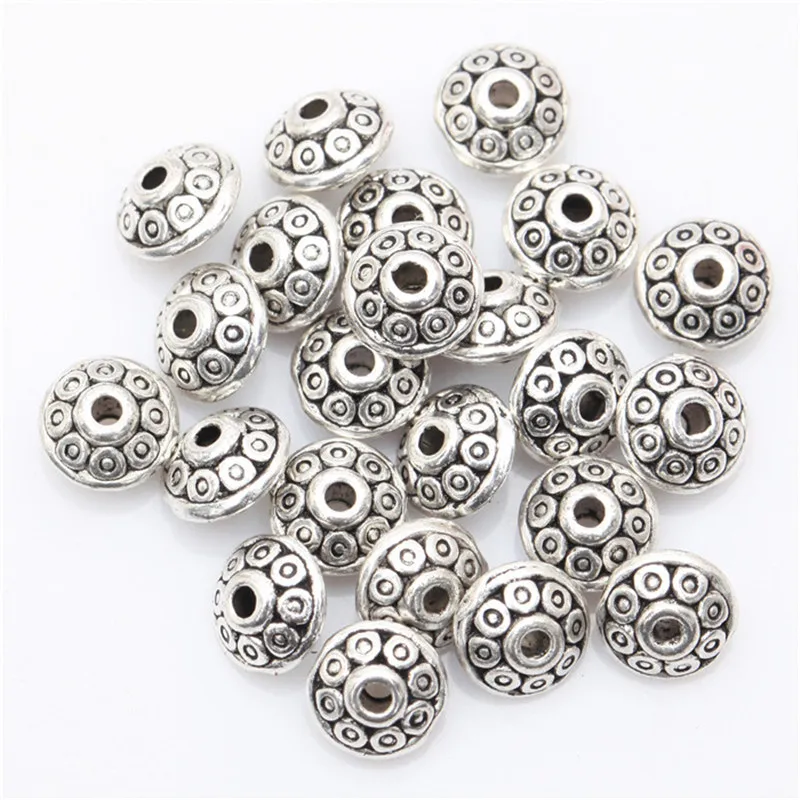 100 pc alliage modèle entretoise perles 6mm Antique métal or cône modèle entretoise perles tibétain argent perles pour la fabrication de bijoux