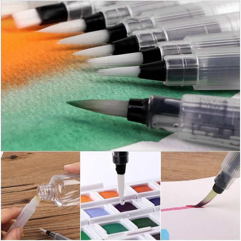 6 шт акварельные кисти многоразовые пилоты кисти для рисования акварельные кисти карандаш чернила ручка мягкие водные цветные кисти