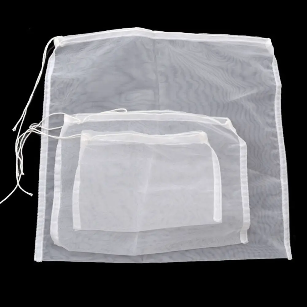 

New 4 Sizes Tea Nut Fruit Juice Milk Nylon Mesh Filter Bag Net Strainer Reusable New