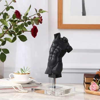 

Broken Arm Nude Character Art Male Nude Figure Home Decor European Resin Figurine Glass Base Room Desk Crafts Drop Shipping