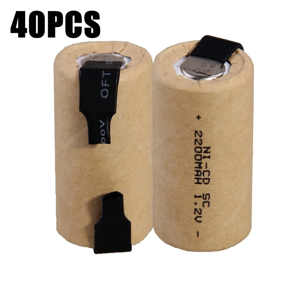 40 шт. SC 2200mah 1 2 v аккумулятор NICD аккумуляторные батареи для электрической отвертки
