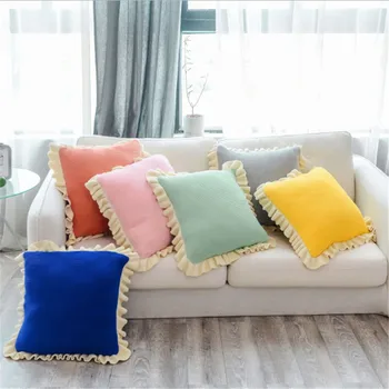 

Hap-deer 100%cottom Lotus leaf knitted cushion sofa lumbar pillows chair back cushions car,household almofada decorative