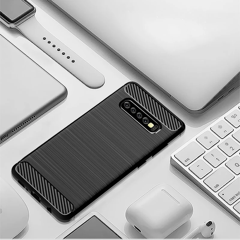 For Galaxy S10 Plus Cover Shockproof Carbon Fiber Soft Silicone Phone Back Case for SSMSUNF S10+ S10E Protective Bumper Fundas (2)