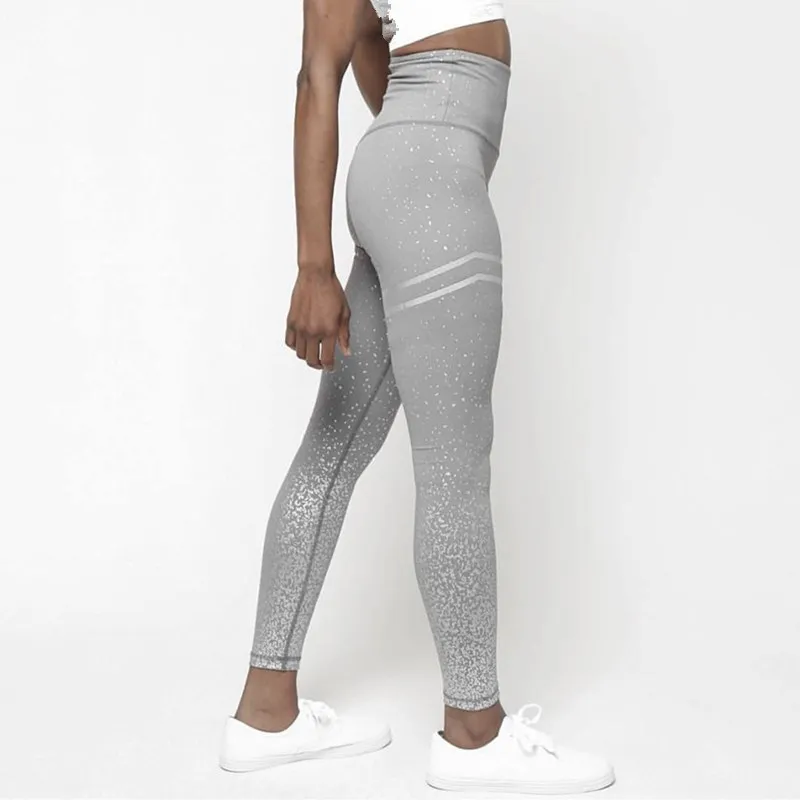 Women Pink White Grey Print Leggings Casual High Waist
