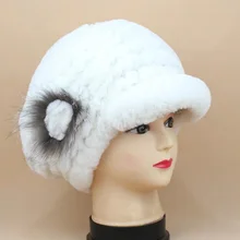 Зимние сапоги с мехом бейсбольные шапки из натурального кроличьего меха Шапки для женщин Женский Цвет: черный, белый, пурпурный, красная теплая меховая шапка-ушанка с маской для защиты H114