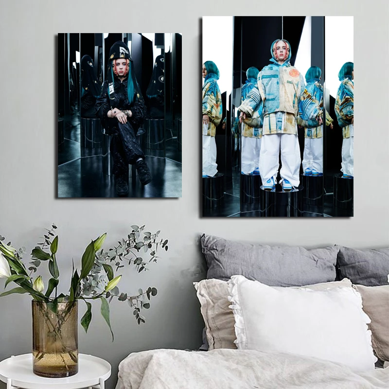 

American Singer Billie Eilish Portrait Poster Oil Canvas Painting Singer HD Print Pictures For Living Room Home Decor
