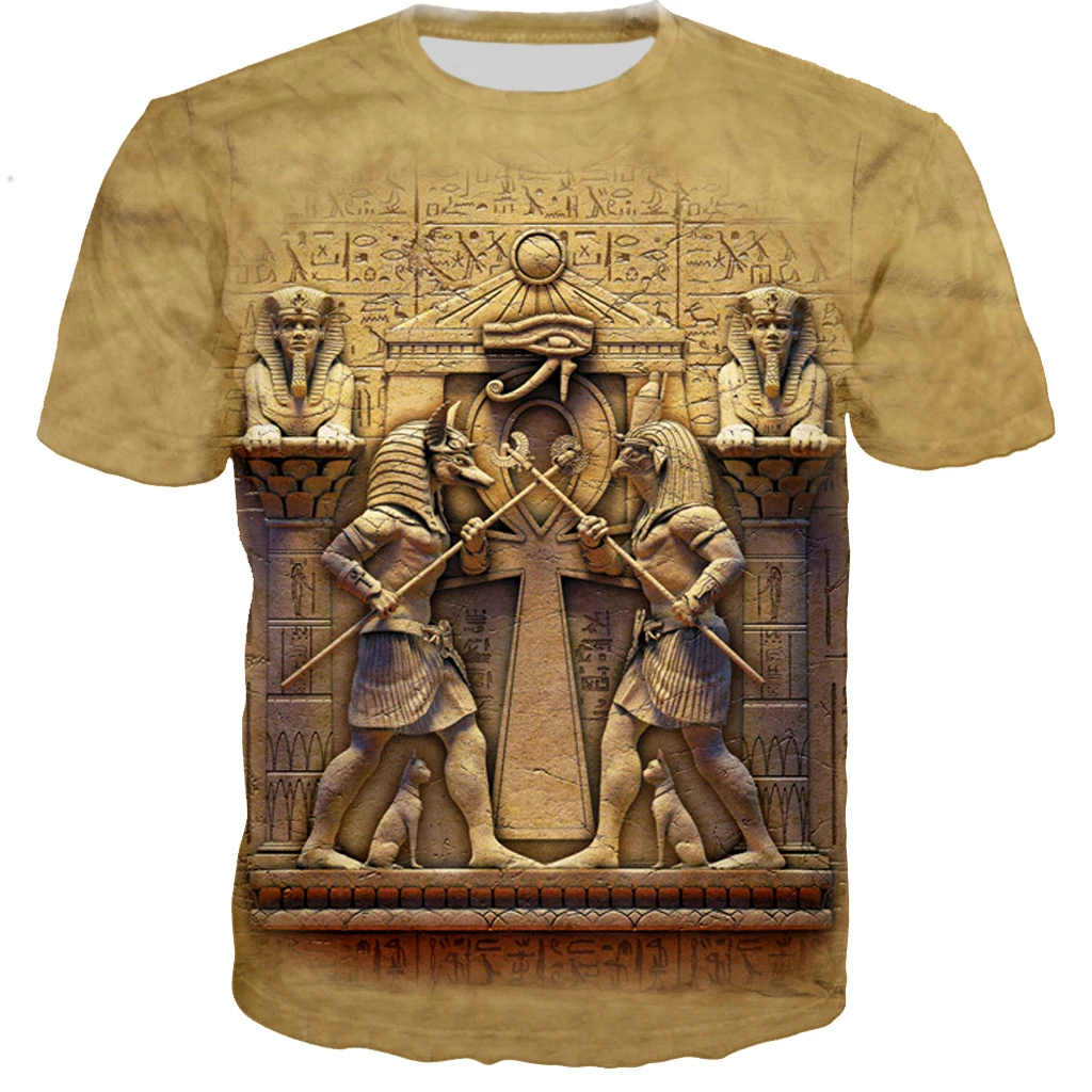 Egyptian Pharaoh 3D Футболка с принтом древнего египетского Мужчины/wo Мужская винтажная уличная футболка Молодежная Ретро египетская футболка Топы Одежда Большой размер 5XL 6XL - Цвет: Egyptian Pharaoh