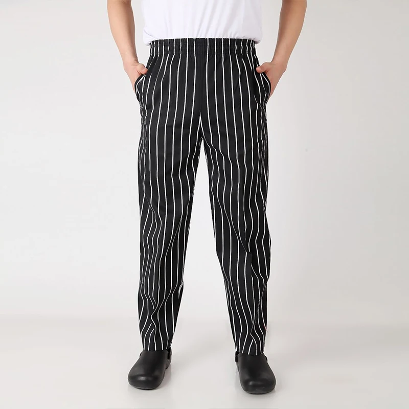 VIAOLI kitchen pants High Quality hotel Stripe elastic Chef uniforms kitchen work clothes restaurant trousers zebra pants - Цвет: photo8