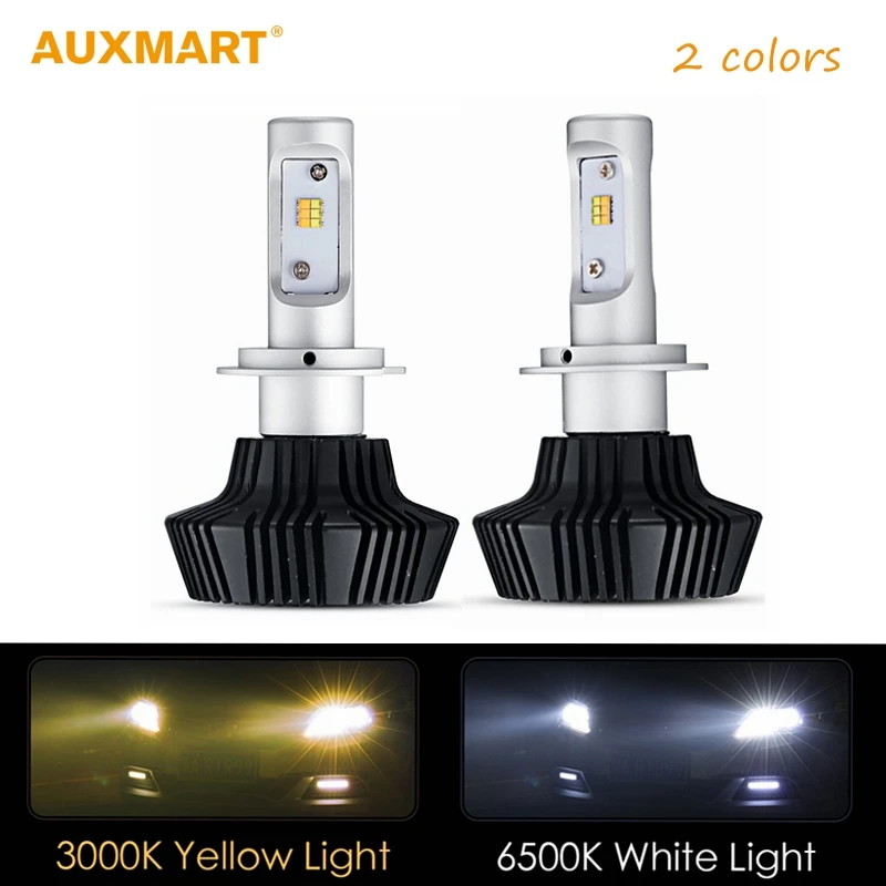 

Auxmart 2PCS Car Headlight Kit LED H11 H7 Single Beam Bulb 2 Colors 3000k 6000k Auto Lamp Far Dipped Car Light