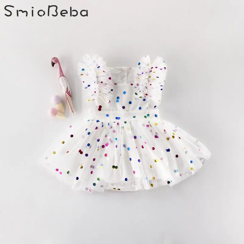 

Ins European And American Girls Rompers Summer Baby 100-day Clothes Printed Screen Yarn Triangular Jumpsuit Infant Outfits Kids