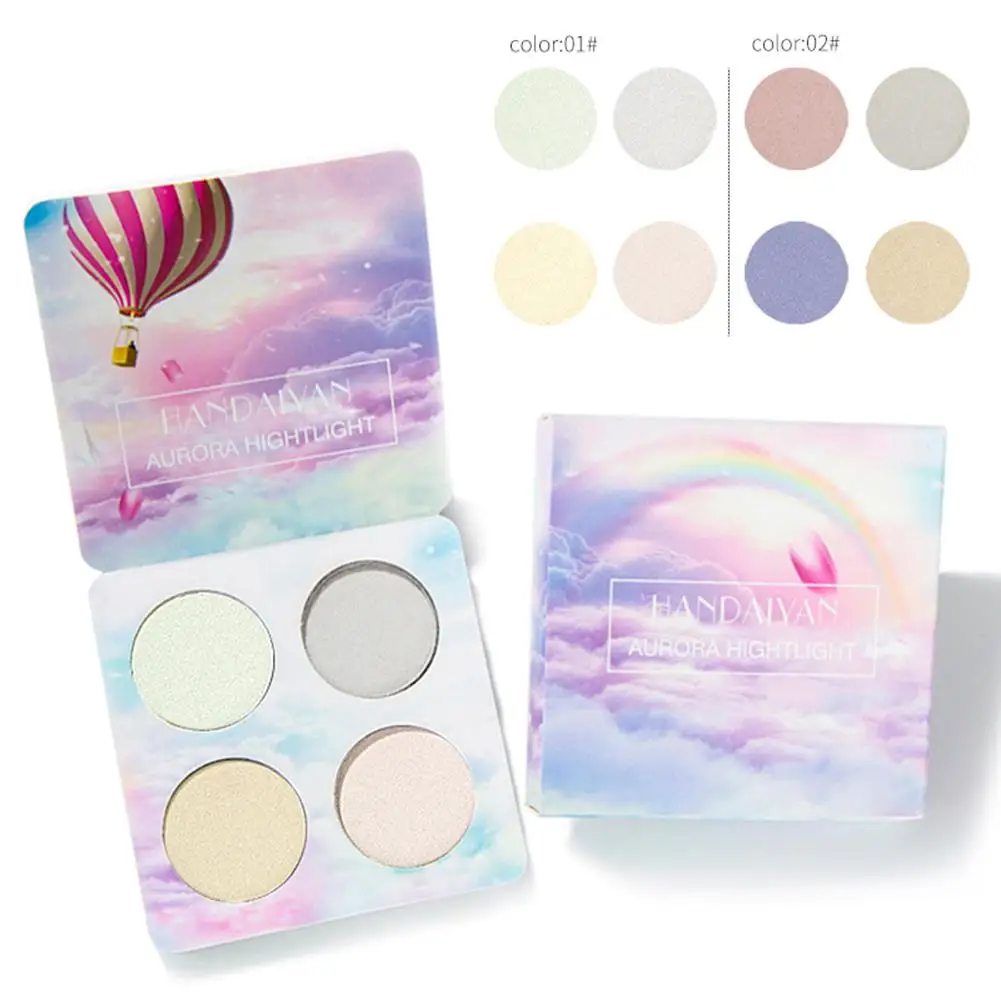 

4 Colors Highlighter Contour Palette Metal Color Discoloring Highlighter Powder Face Powder Eyeshadow Palette Cosmetic Eye Care