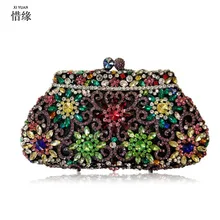 XIYUAN бренд золотой вечерний роскошный ридикюль Кристалл Клатч алмаз Свадебная сумка с цепочкой женские вечерние сумочки повседневные клатчи черный