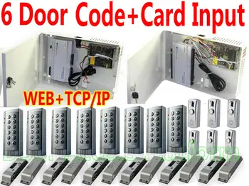 

6 Door Controller Web Interface login Code Password Enter Access controller pcb with code/em id card reader+UPS Power supply kit