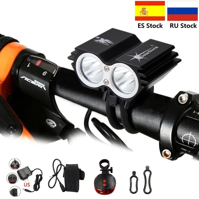 SolarStorm 1000 Lm 2 LED lamp beads Mini X2 led bicycle light Headlight bike light+6400 mAh Battery bike Accessories