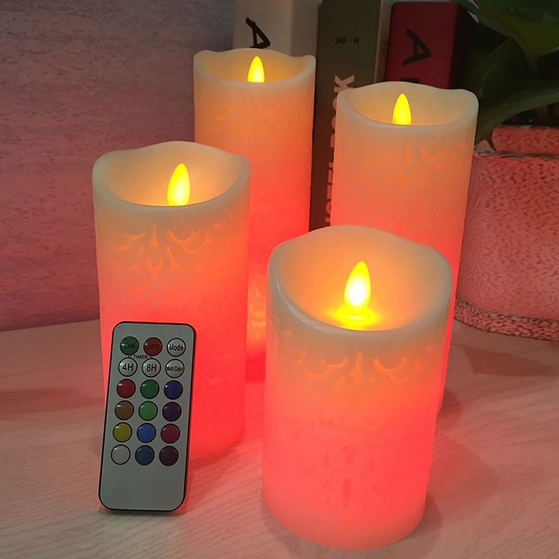 Танцевальное пламя, Красочный Светодиодный светильник с RGB пультом дистанционного управления, восковая свеча для свадьбы, Рождественское украшение/Ночной светильник для комнаты