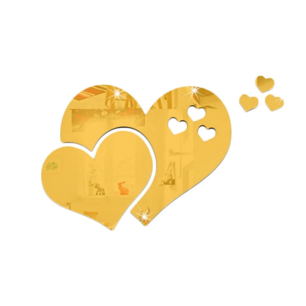 Heart Shaped Mirror Wall Stickers Three Dimensional Living Room Bedroom