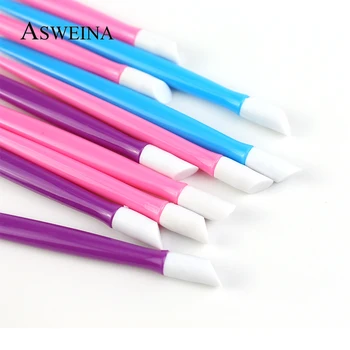 

2018 New 10pcs High Quality Cute Plastic Nail Cuticle Pusher Hight Quality Nail Stickers Pushers Manicure Nail Tools For Girls