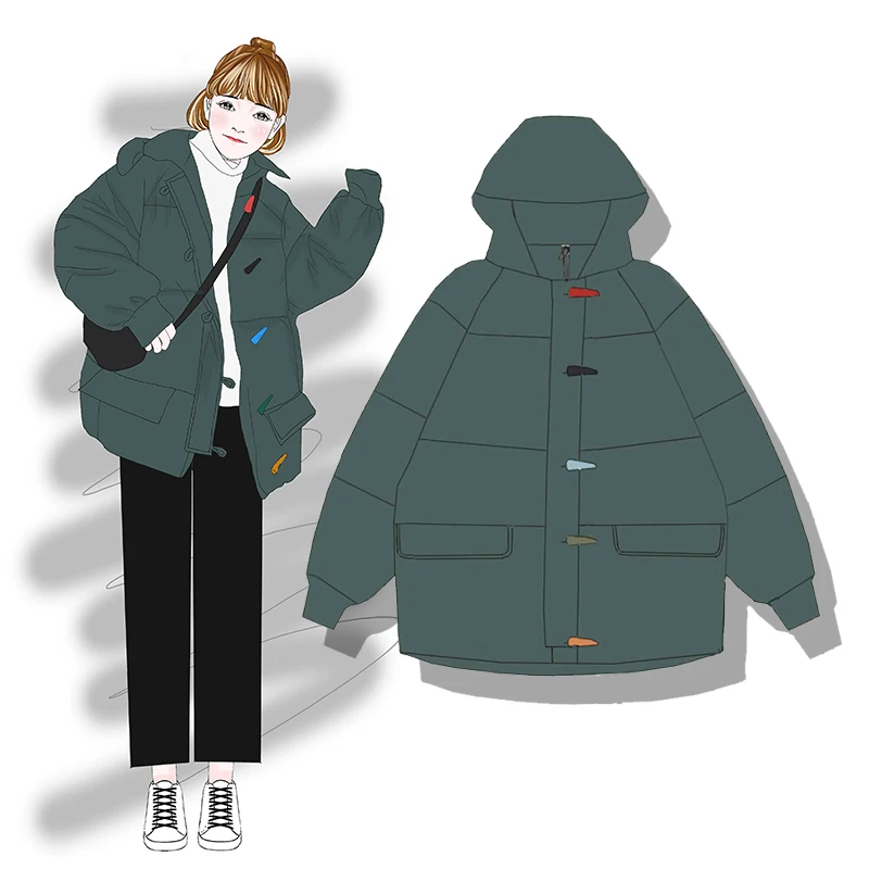 Autumn and winter new long horn button coat tooling thick clothing women's tide 2019 fashion | Женская одежда
