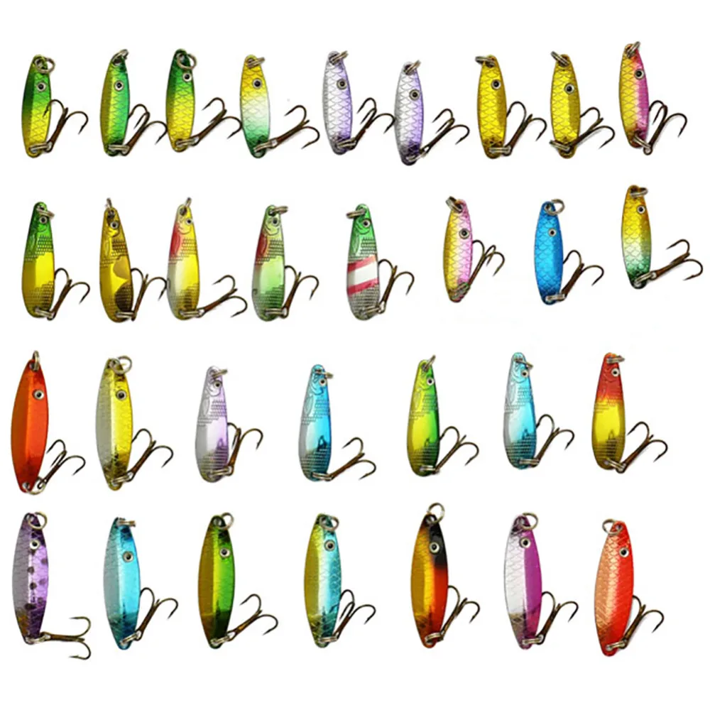 

30pcs/set Fishing Spinner Lures for Pike Salmon Bass Sequins Hard Baits Spoon Artificial Lures Pesca Fishing Tackle Tools