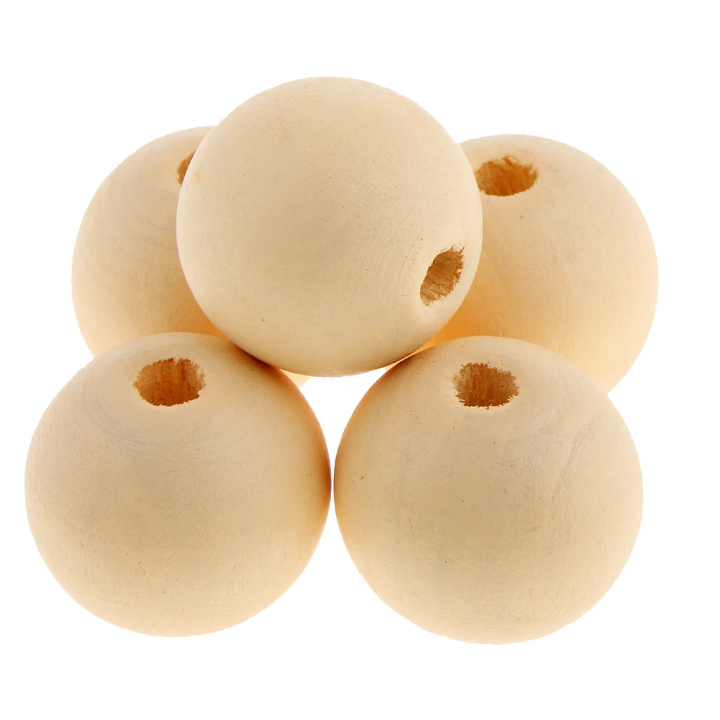 30 Pieces Dyed Color Natural Wood Spacer Loose Beads Necklace Bracelet Charms Findings 20mm