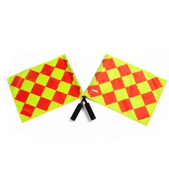 

Free Shipping Retail 2unit a set 35*35cm Linesman Flags Referee Flag Sports Match Football Referee Equipment