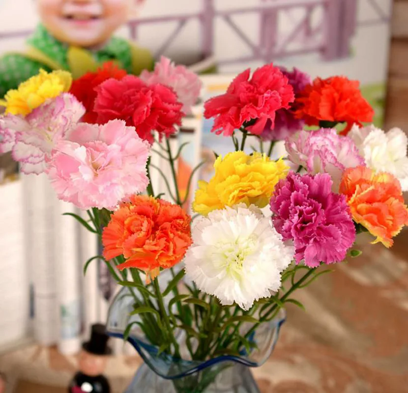 70 14 De Réduction5 Pièces Simulation Fleurs Oeillet Mariage Décoration Bouquet Ferraille Fête Des Mères Fleur Cadeau Pour Maman Artificielle Faux