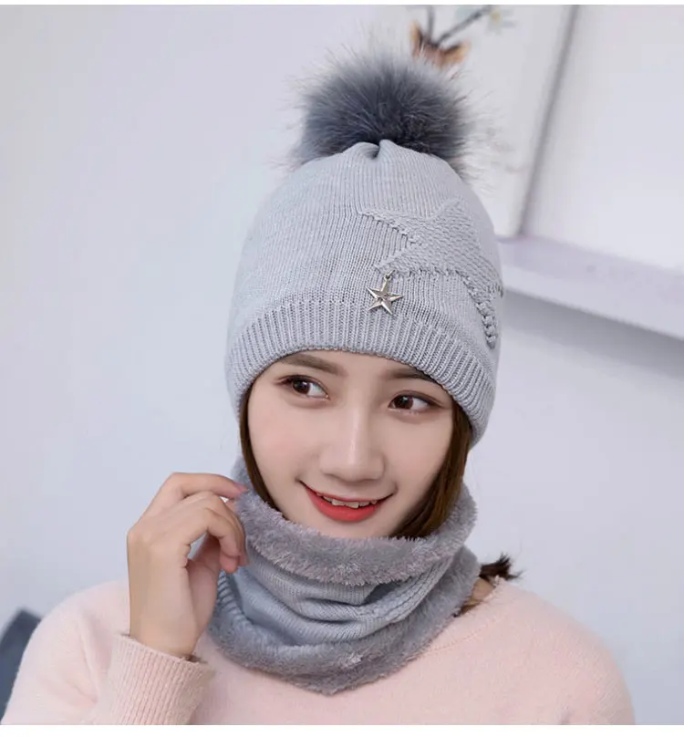  winter hat pompom hat beanie winter hats for women winter cap with scarf gorros mujer invierno winter set hat scarf (17)
