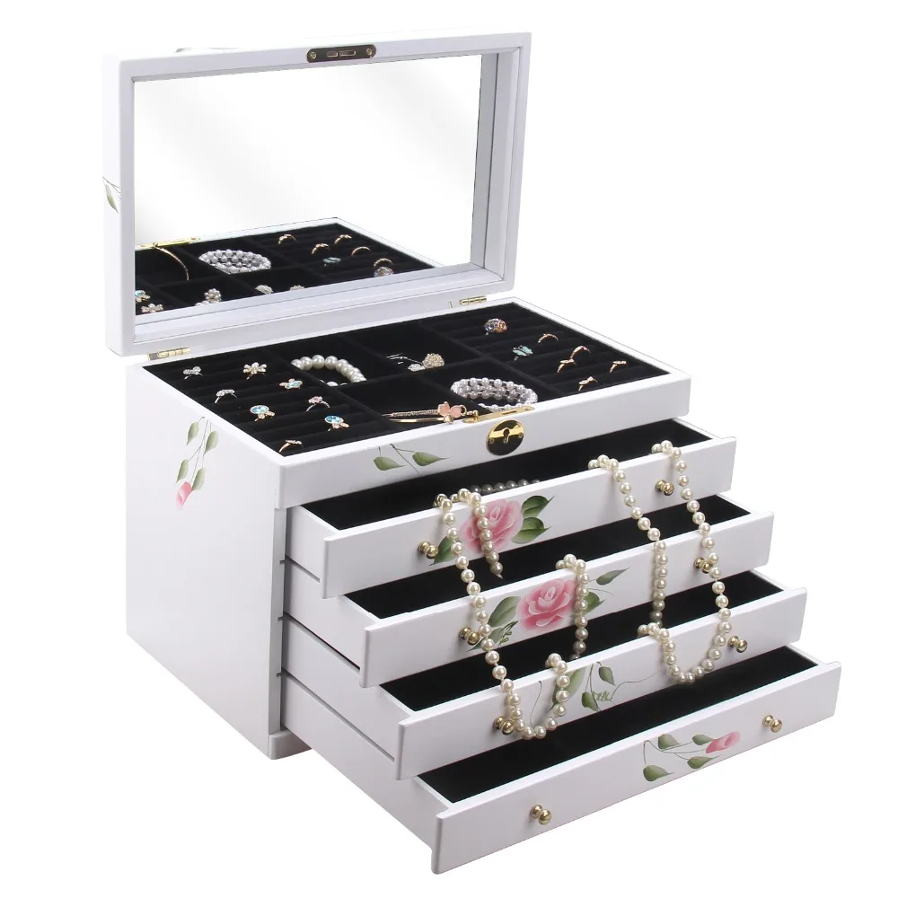 [Rowling] White Wooden Jewelry Box Armoire Costume Ring