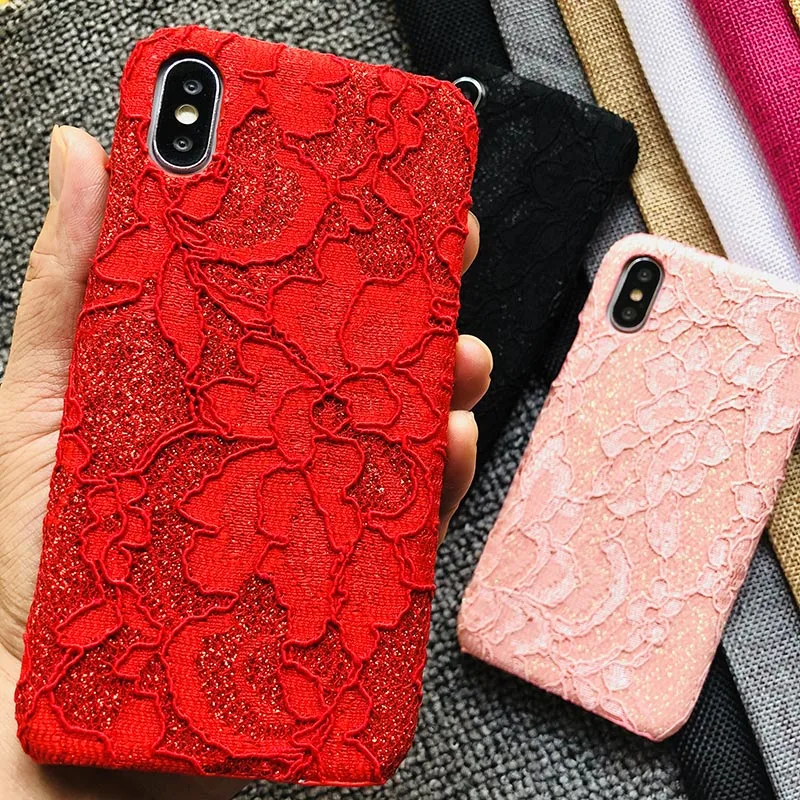 Блестящий кружевной чехол Kerzzil с цветочной вышивкой для iPhone X 10 жесткие чехлы из
