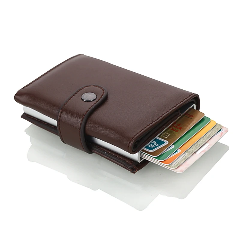 Cizicoco мужской и женский кредитный держатель для Карт RFID алюминиевый бизнес-держатель для карт Модный кошелек из искусственной кожи Кошелек на застежке