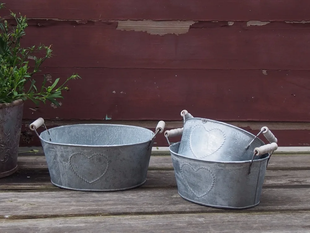 S/3 zinc planter metal flowr pot zinc flower pots Zinc Pot Indoor