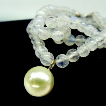

8-10MM Akoya Pendant Design Moonstone necklace Bracelet Pendant Luxury Jewelry Blue stone Fine Jewelry Christmas