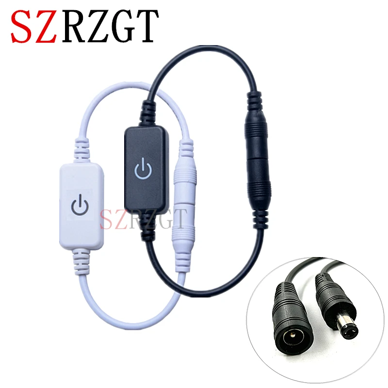 

LED Dimmer Touch Switch Brightness with DC Female Male Plug Single Color LED Strip Lamp DC 12V-24V 3A Black/White rontroller