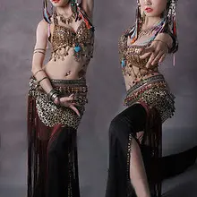 Этнический стиль танец живота костюм 2 фото бюстгальтер и юбка 34B/C 36B/C 38B/C 4 цвета