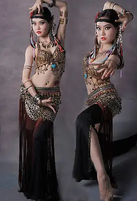 

New Tribal Style Belly Dance Costume 2 Pics Bra&Skirt 34B/C 36B/C 38B/C 4 Colors