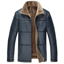 Кожаная куртка мужская теплая Толстая плюс бархатная подкладка овчина Искусственная кожа Куртка Свободная Chaquetas De Couro размера плюс 8XL HJ512