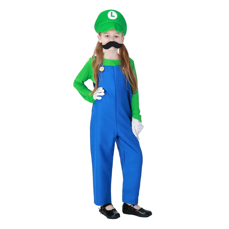 Детский Забавный костюм для косплея Super Mario Luigi кружевное платье с шляпой Детский костюм для вечеринок, милые детские костюмы