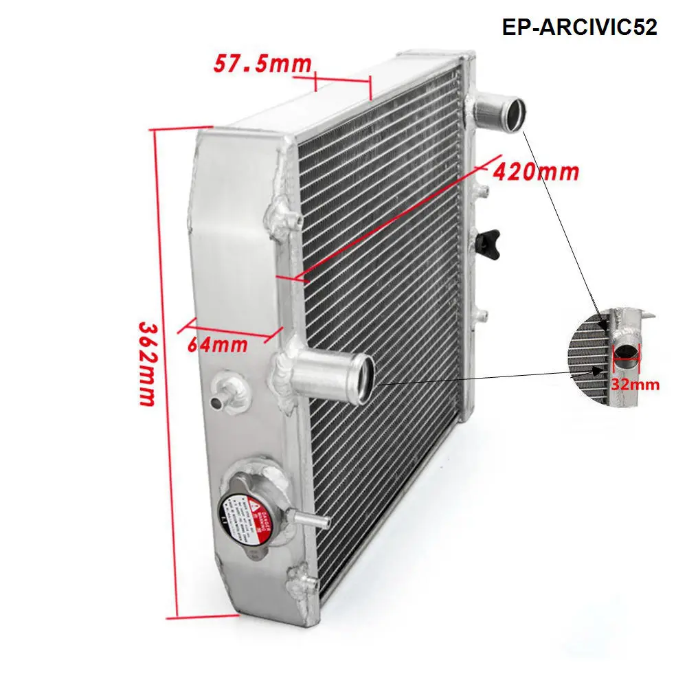 Высокая производительность Jdm 3 ряд гоночный алюминиевый радиатор для Honda CIVIC EK например DEl Sol руководство 52 мм EP-ARCIVIC52