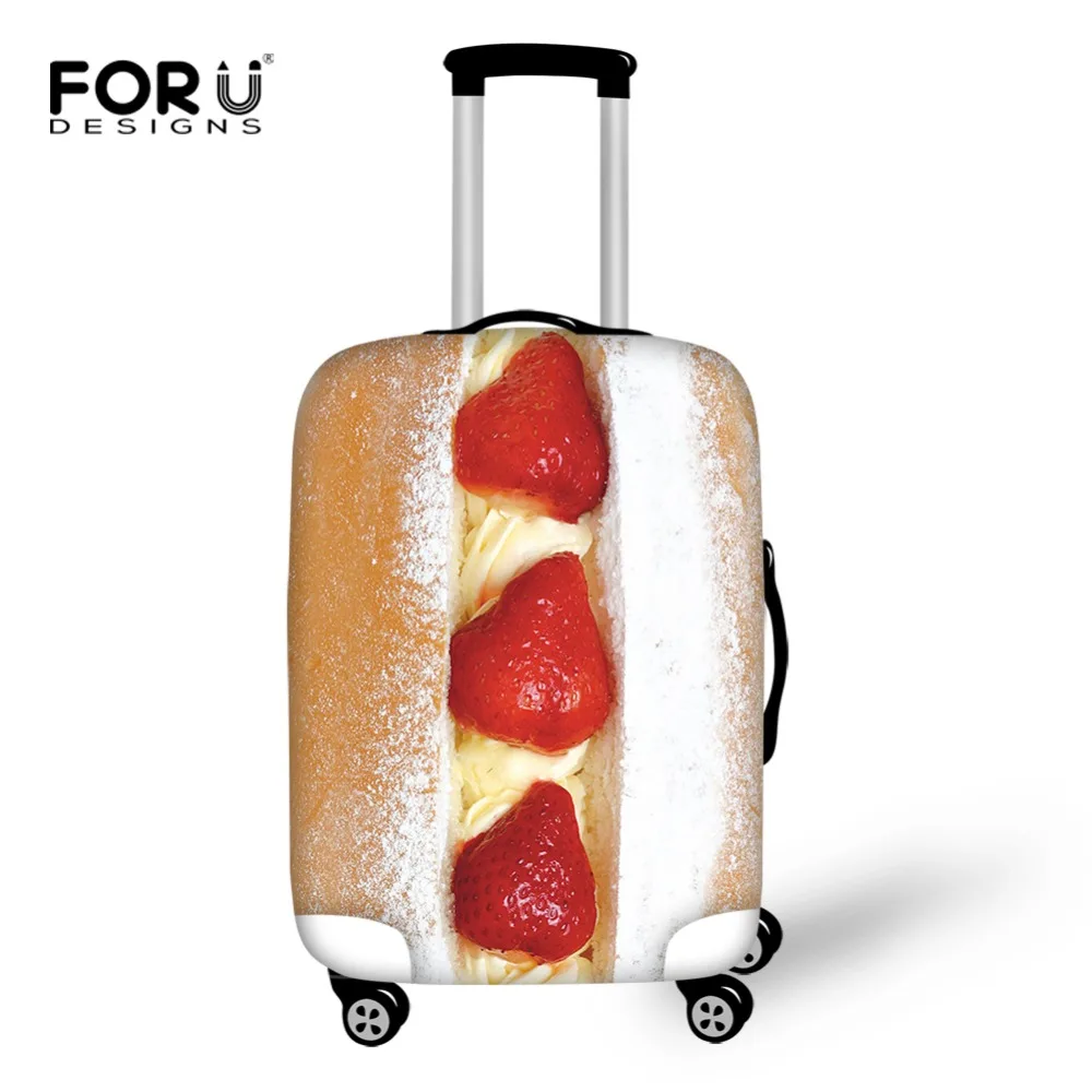 FORUDESIGNS Travel Suitcase Protector Cover Food Meat Strawberry Fish