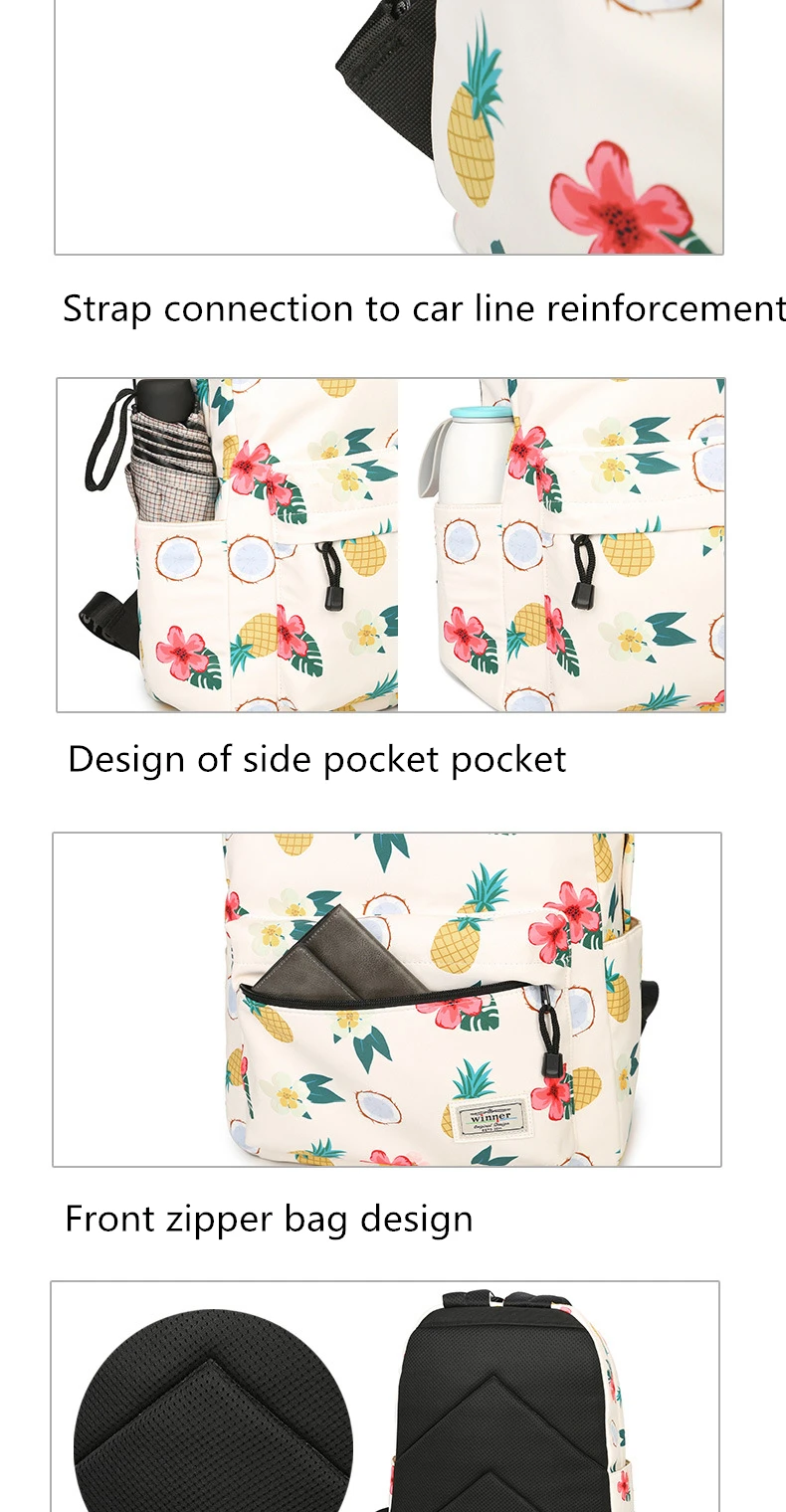 Простые качественные удобные водонепроницаемые Рюкзаки из полиэстера для девочек, милый женский рюкзак с принтом ананаса для студентов