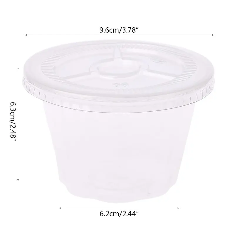

50Pcs Disposable Cups Set Of 250ml Sauce Rippled Pot Container Jello Shot Cup Slime Storage With Lid For Ketchup