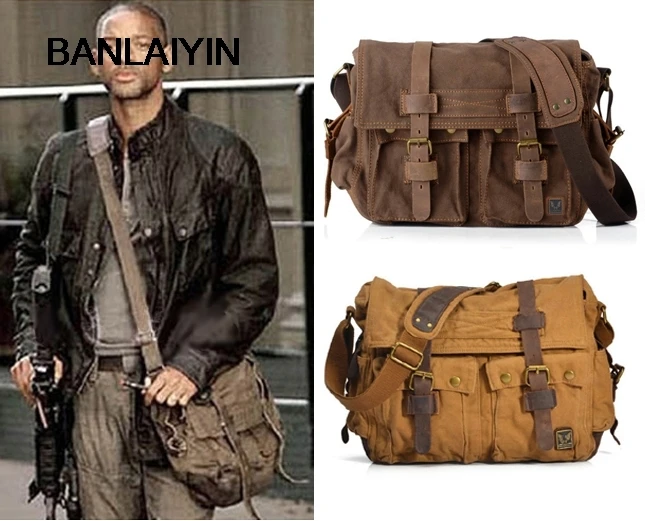 

Nice Fashion Vintage Leather Canvas Men's Messenger Bag Cotton Canvas Crossbody Bag Men Shoulder Bag Sling Casual Bag