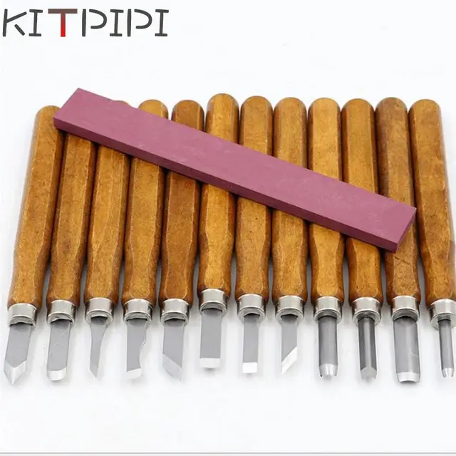KITPIPI Wood Handle 13pcs Scalpel Tools Wood Carving Tools Set Cutter Woodcut Knife Hand Tool Kit DKD8199