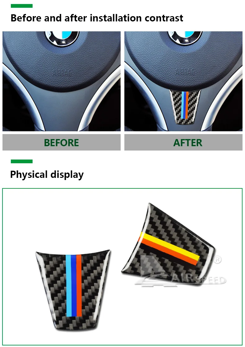  for BMW E90 E92 3 Series Interior Carbon Fiber Car Steering Wheel Stickers M Sport 2005-2012 Accessories Car Styling  (3)