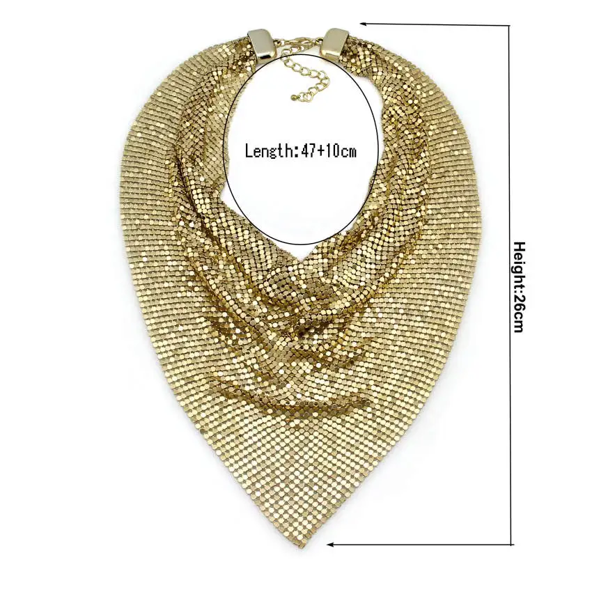 MANILAI Indian Jewelry Shining Metal Slice Collar Choker Necklaces For Women Bohemia Statement Maxi Necklaces CE4404