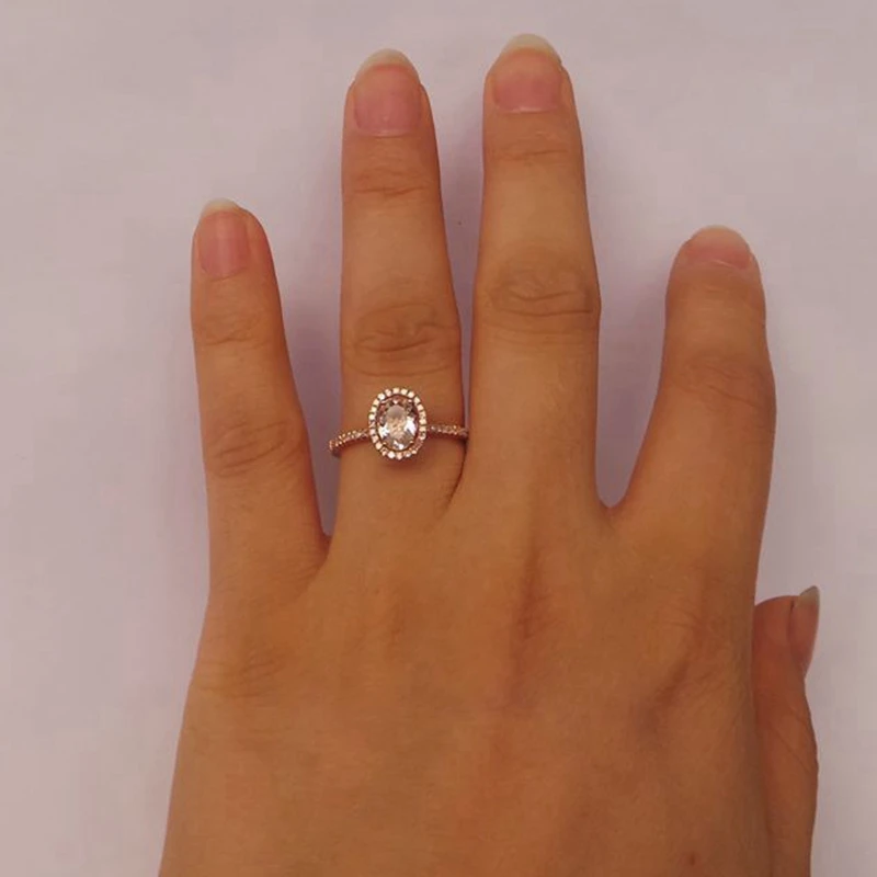 Овальный 6X8MM 1.2ct морганит натуральные бриллианты Твердые 10K розовое золото