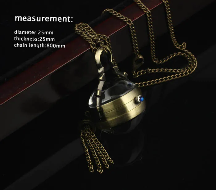 Часы женские карманные часы ожерелье Ретро Винтаж Бронзовый кварцевый шар стекло карманные часы ожерелье цепь стимпанк