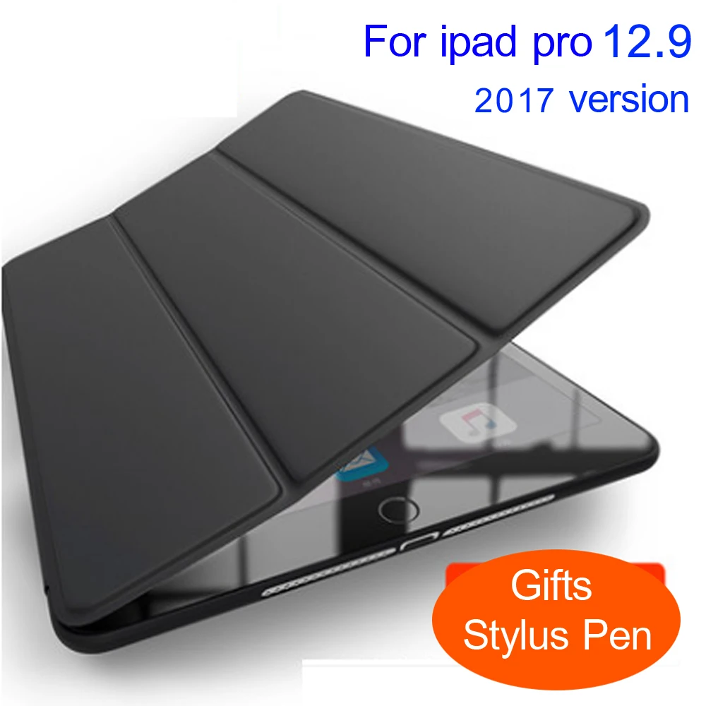 2017 New Case for iPad pro 12.9 inch PU Leather Front Cover + Transparent PC Back Ultra Slim
